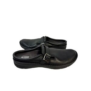 Drew Womens Albany Mule Slip On Size 10M Black Leather Comfort Shoe Flat